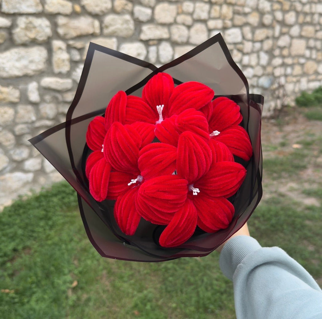 Bouquet de 5 lys rouges1