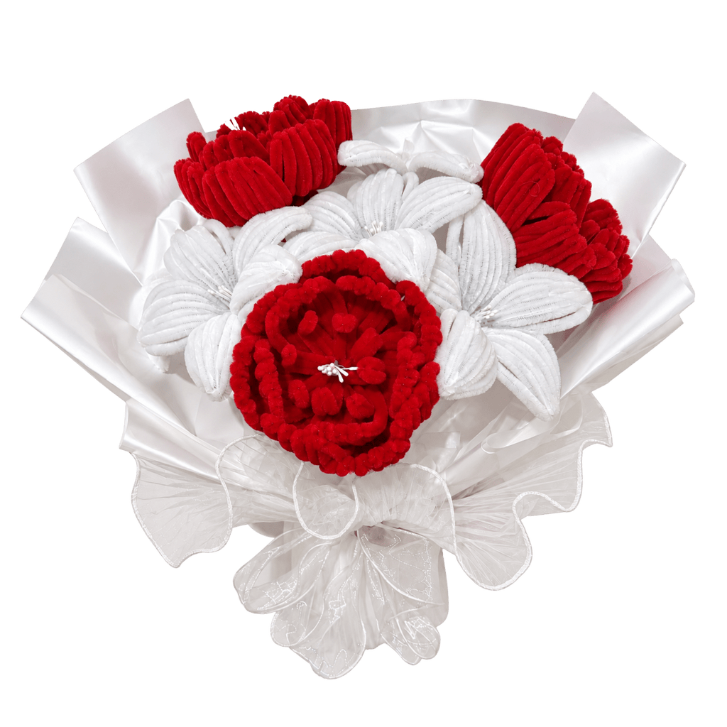 Bouquet pivoine et lys - Rouge et blanc