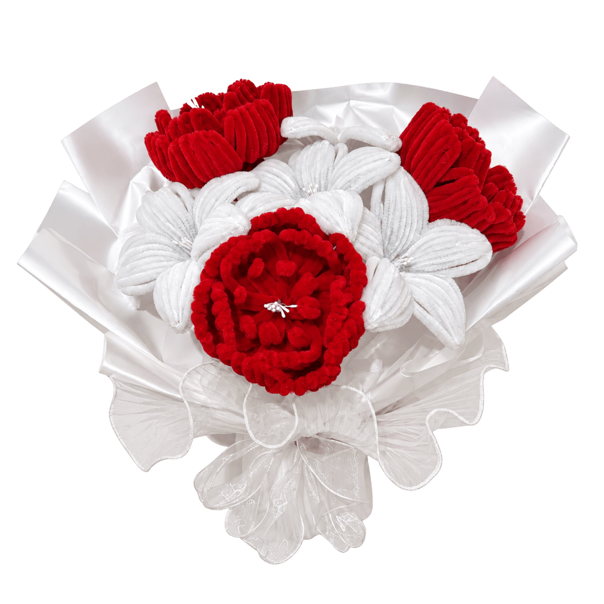 Bouquet pivoine et lys - Rouge et blanc