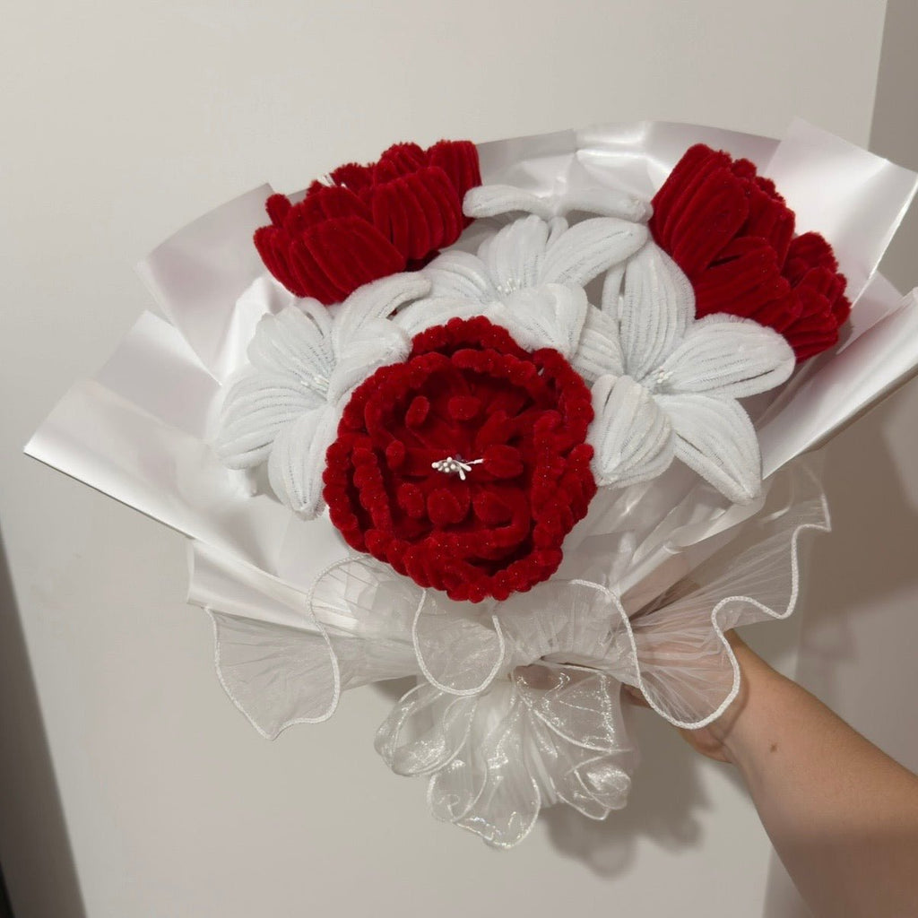 Bouquet pivoine et lys - Rouge et blanc