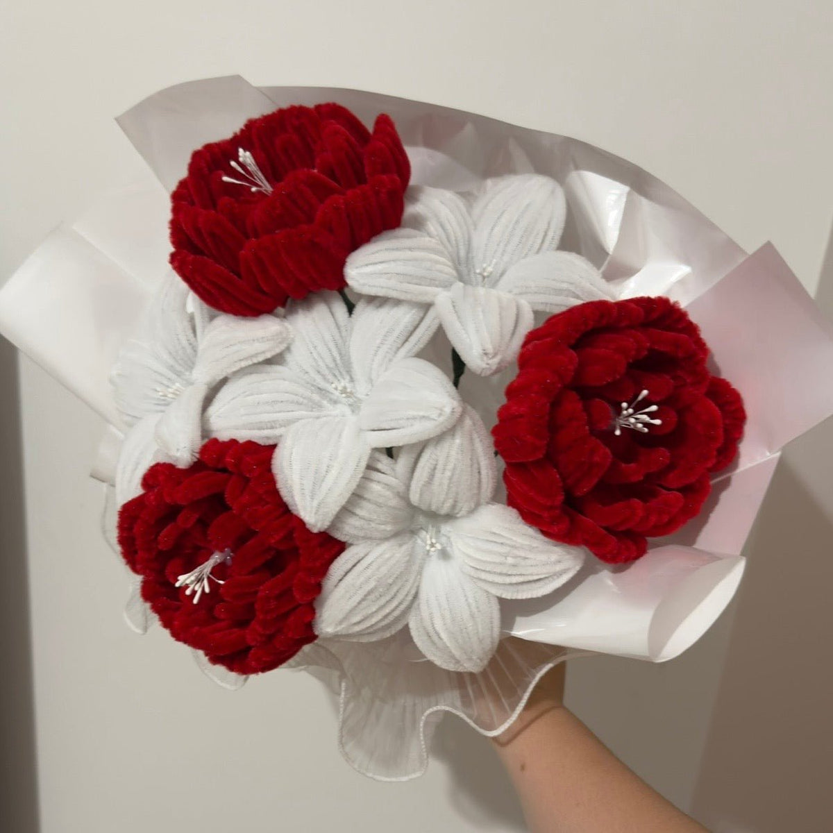 Bouquet pivoine et lys - Rouge et blanc
