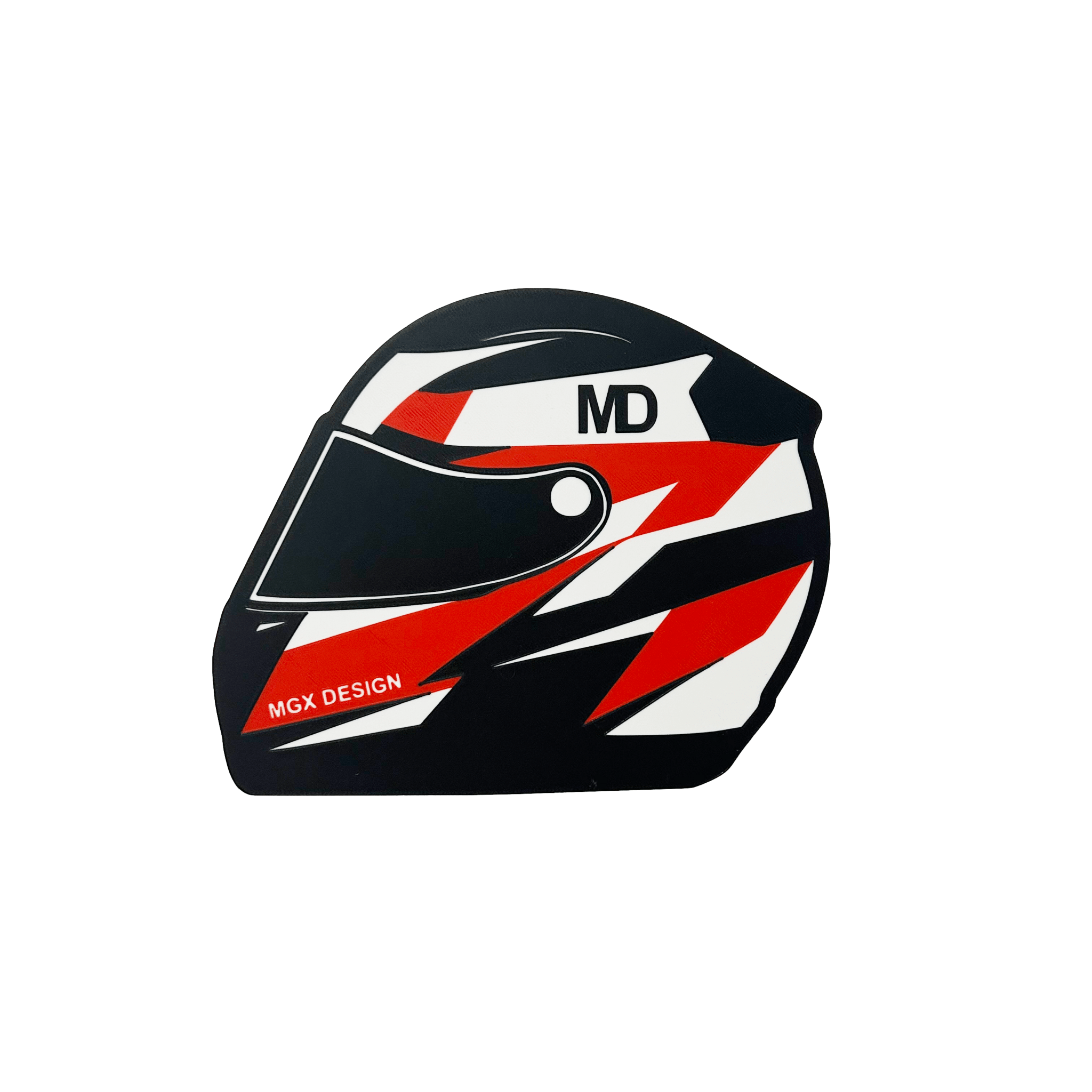 Lampe casque automobile Blad Run, design noir blanc rouge