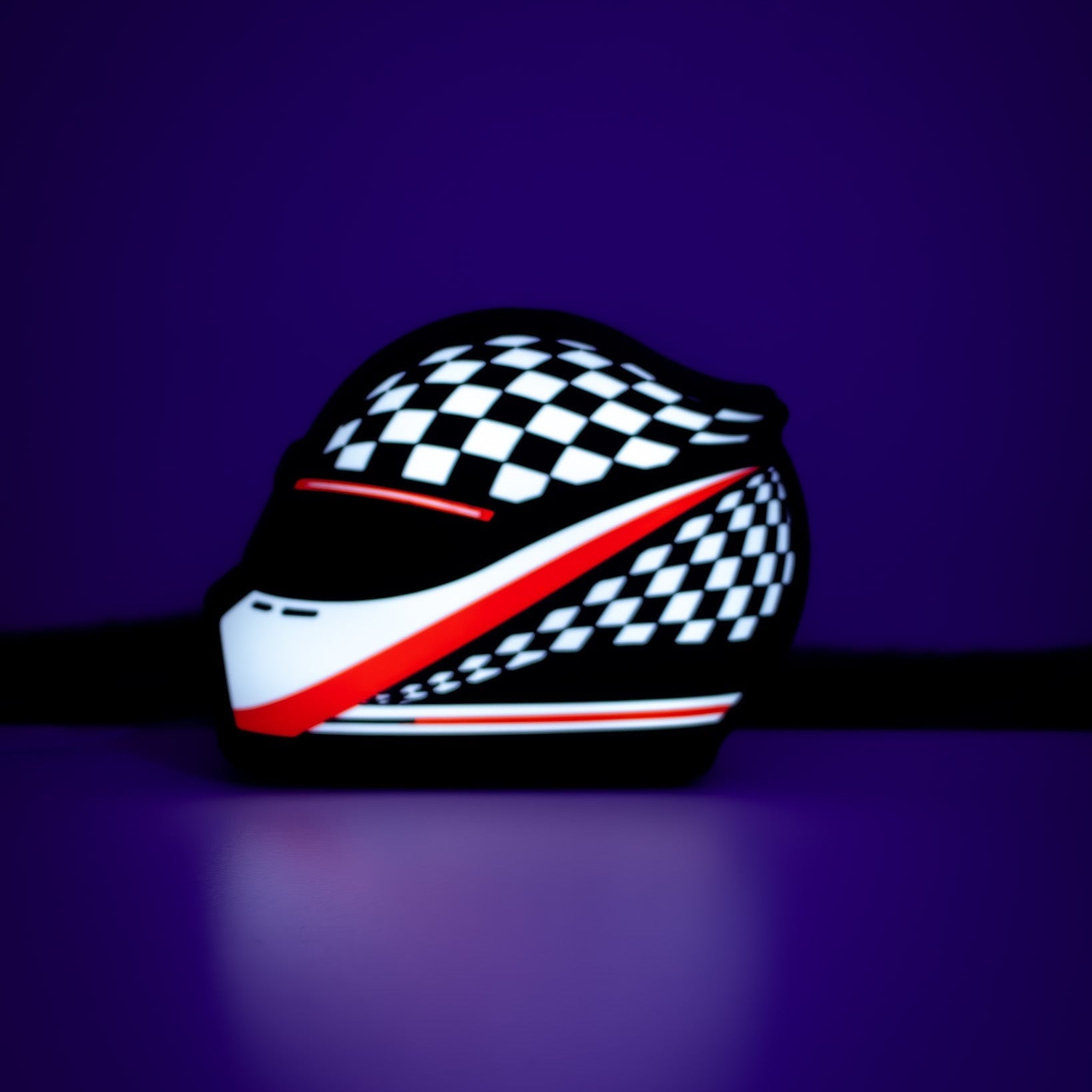 Lampe casque automobile Drapeau à damier, design blanc rouge noir, motif damier
