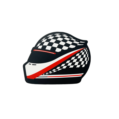 Lampe casque automobile Drapeau à damier, design blanc rouge noir, motif damier